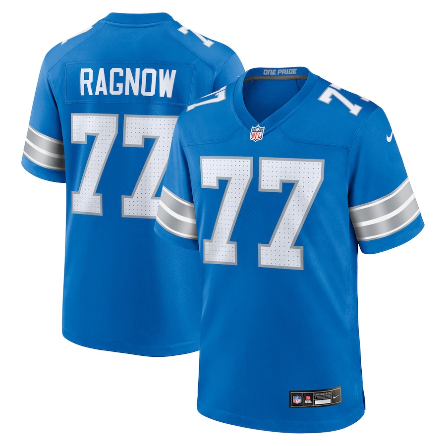 Frank Ragnow 77 Detroit Lions Team Game Men Jersey - Blue JS8476 nicesnker