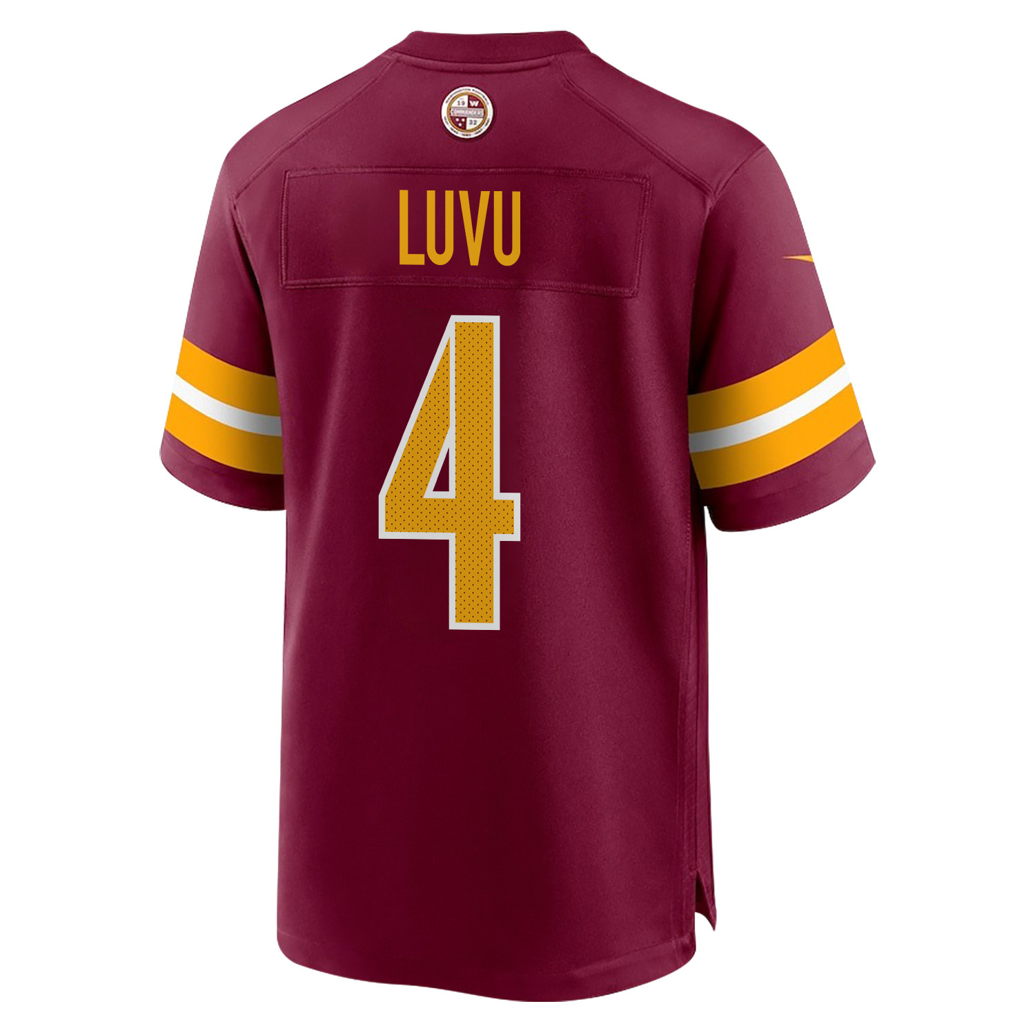 Alternative view of Frankie Luvu 4 Washington Commanders Super Bowl LIX Champions Patch 'New Orleans - A Symphony of Sport' EMBROIDERED Game Men Jersey - Burgundy JS9703 nicesnker