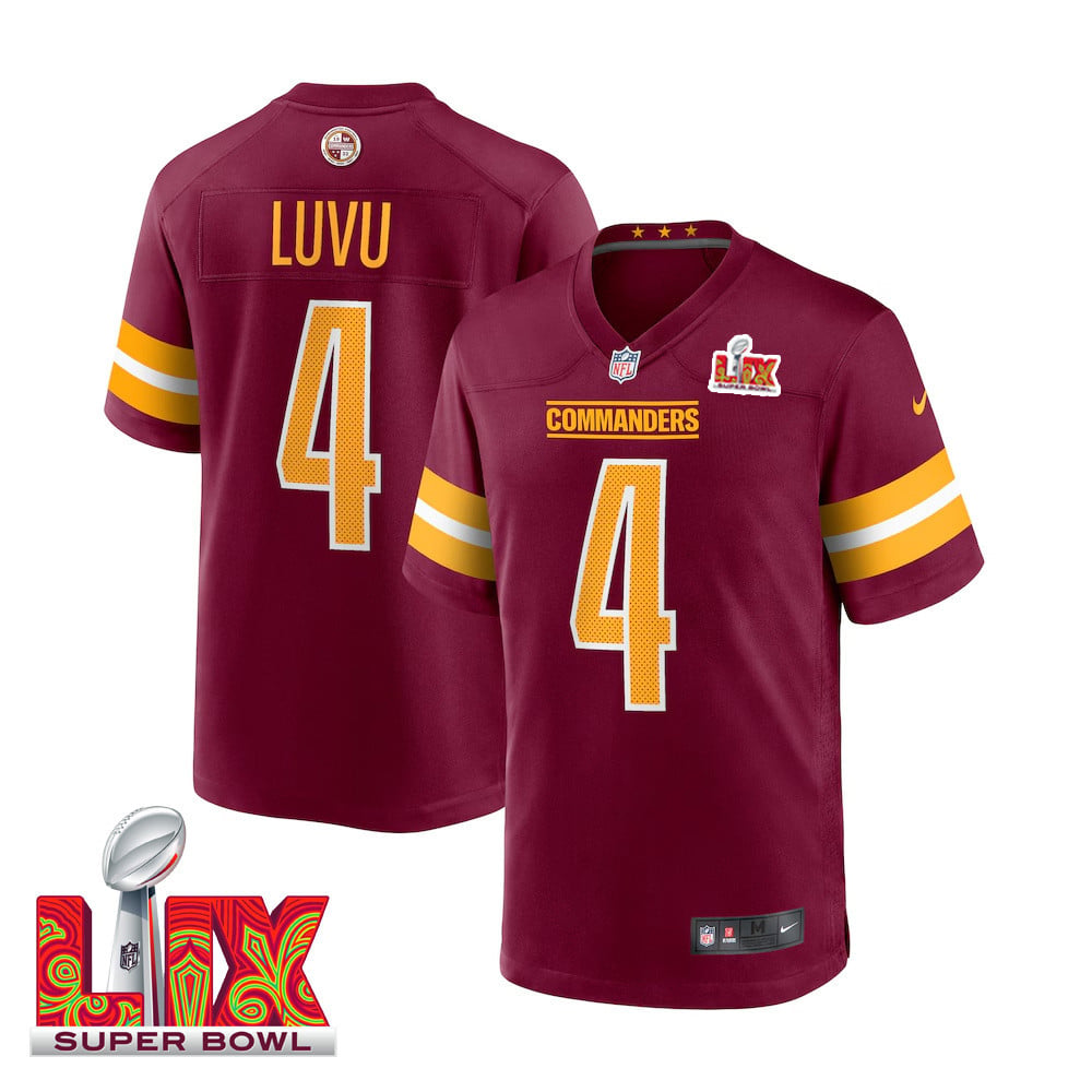 Frankie Luvu #4 Washington Commanders Super Bowl LIX Jersey - Men's - Burgundy JS7334 nicesnker