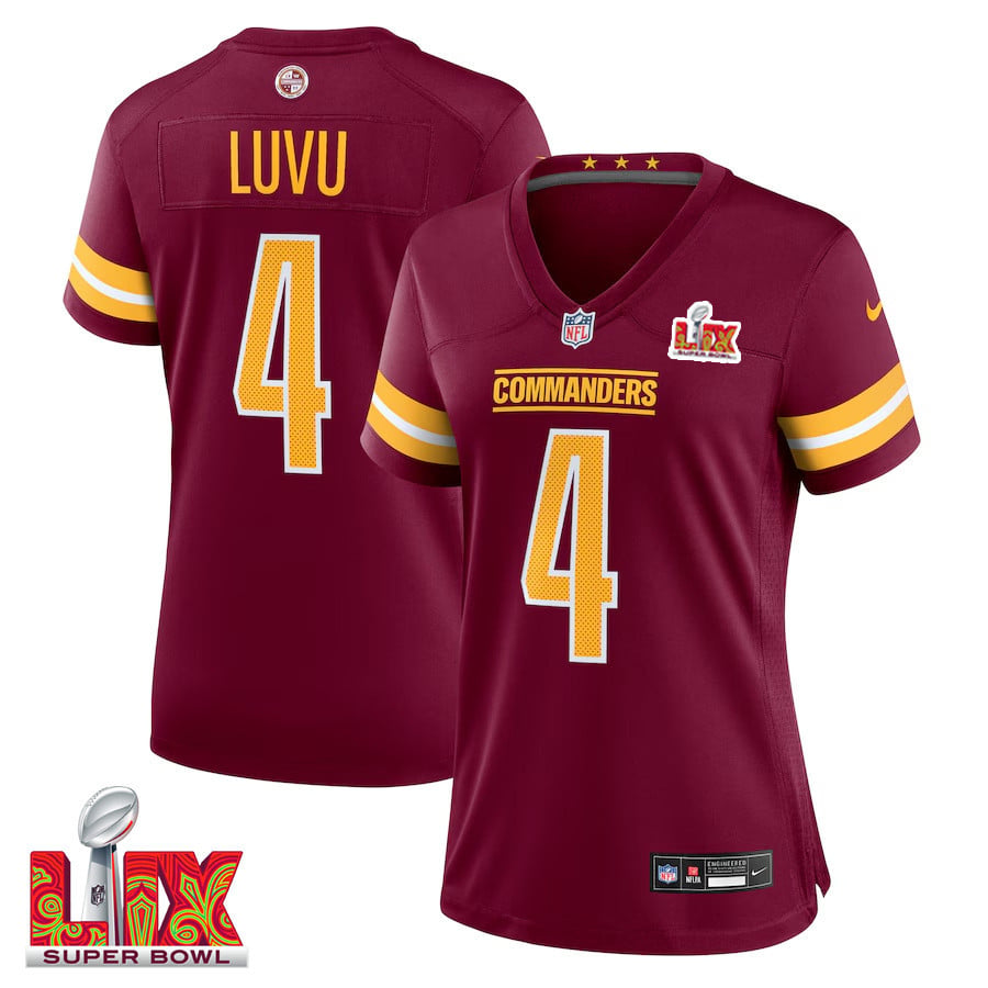 Frankie Luvu #4 Washington Commanders Super Bowl LIX Women's Jersey - Burgundy JS2336 nicesnker