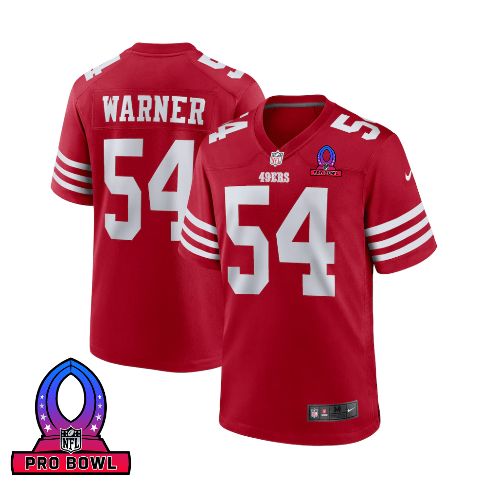 Fred Warner 54 San Francisco 49ers 2025 Pro Bowl Patch Game Men Jersey - Scarlet JS4927 nicesnker
