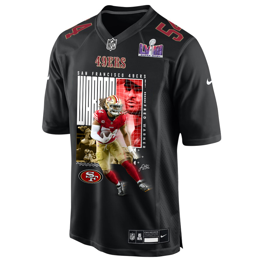 Alternative view of Fred Warner 54 San Francisco 49ers All-Pro Fred Fashion Game Men Jersey - Carbon Black JS6520 nicesnker