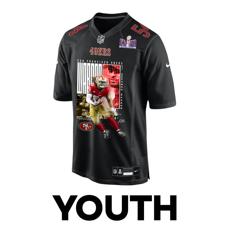 Alternative view of Fred Warner 54 San Francisco 49ers All-Pro Fred Fashion Game YOUTH Jersey - Carbon Black JS8705 nicesnker