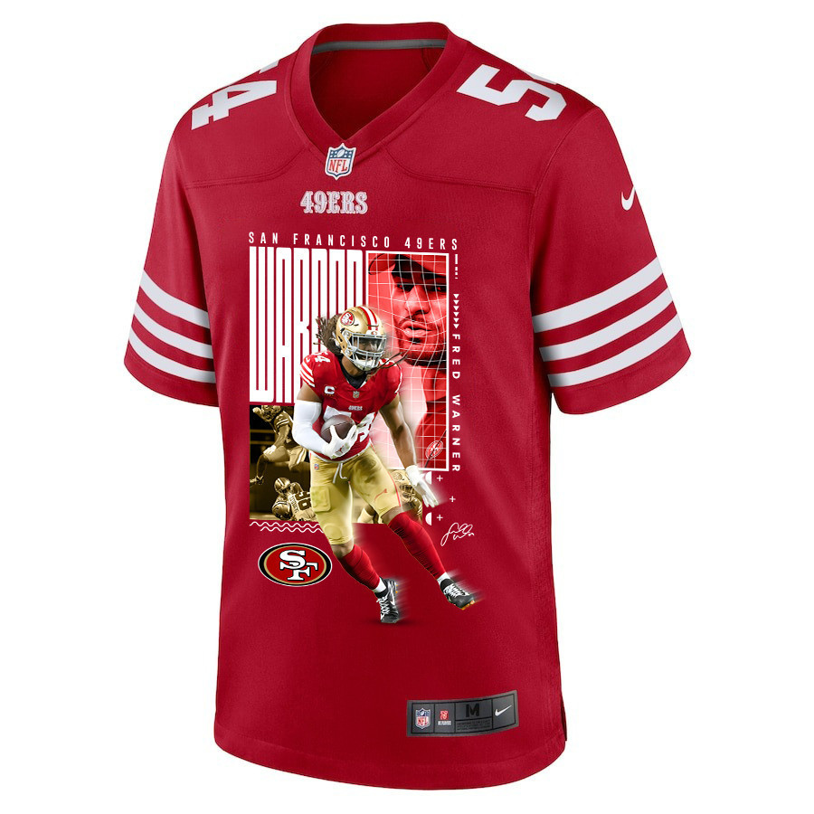 Alternative view of Fred Warner 54 San Francisco 49ers All-Pro Fred Game Men Jersey - Scarlet JS8107 nicesnker