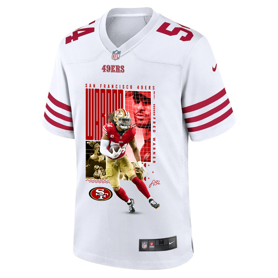 Alternative view of Fred Warner 54 San Francisco 49ers All-Pro Fred Game Men Jersey - White JS5876 nicesnker