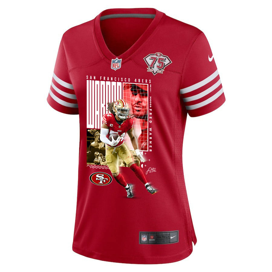 Alternative view of Fred Warner 54 San Francisco 49ers All-Pro Fred Women Game Jersey - Scarlet JS2184 nicesnker