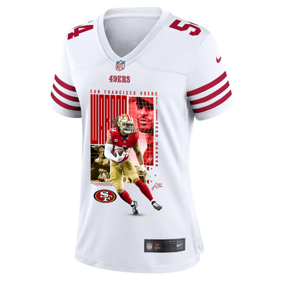 Alternative view of Fred Warner 54 San Francisco 49ers All-Pro Fred Women Game Jersey - White JS6502 nicesnker