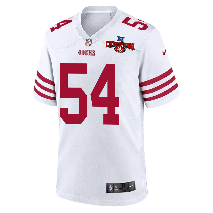 Alternative view of Fred Warner 54 San Francisco 49ers NFC Champions Patch Game Men Jersey - White JS2420 nicesnker