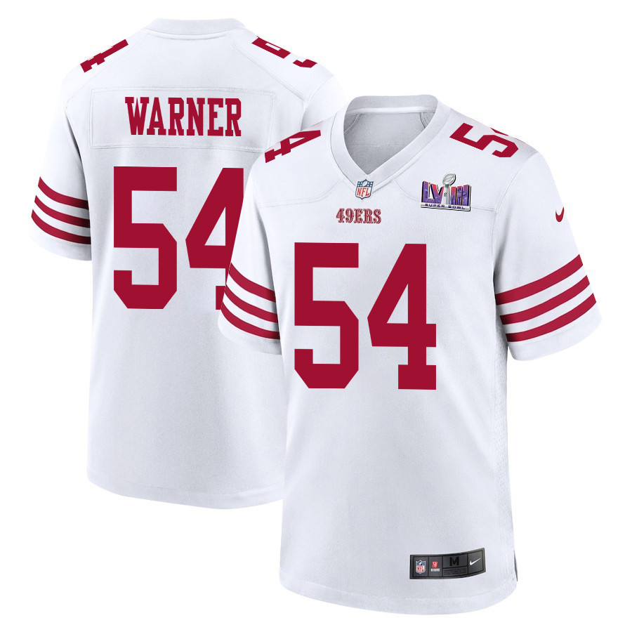 Fred Warner 54 San Francisco 49ers Super Bowl LVIII Patch Game Men Jersey - White JS9719 nicesnker