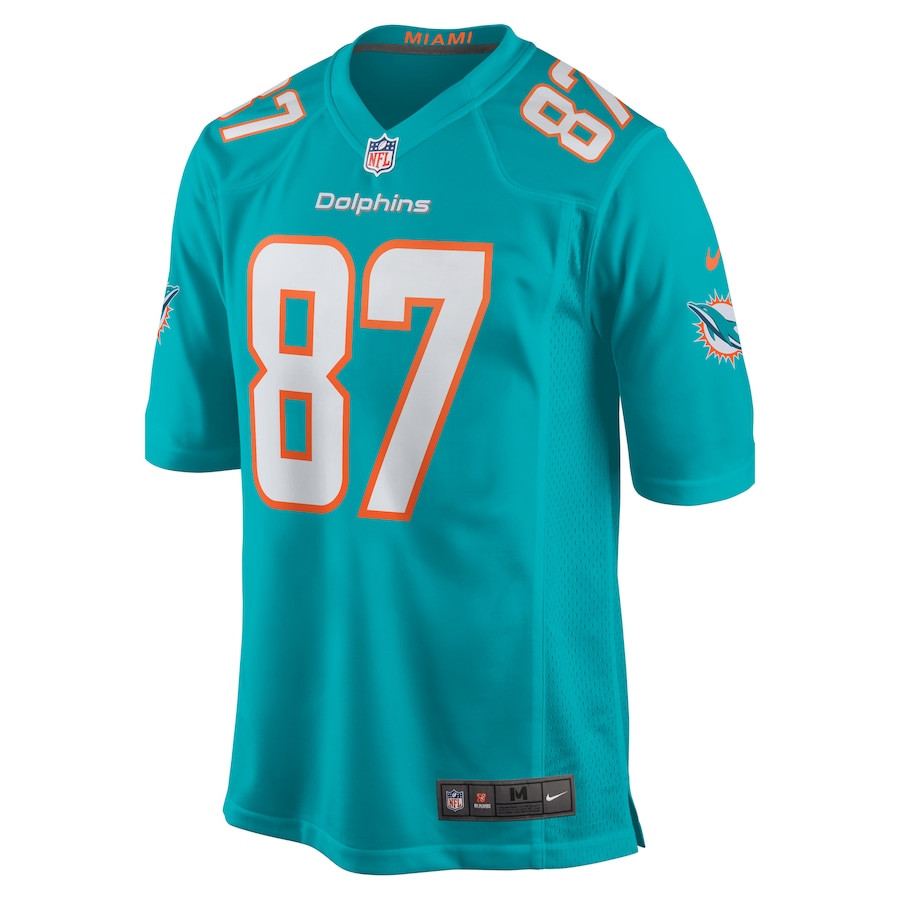 Alternative view of Freddie Swain 87 Miami Dolphins Game Men Jersey - Aqua JS7986 nicesnker