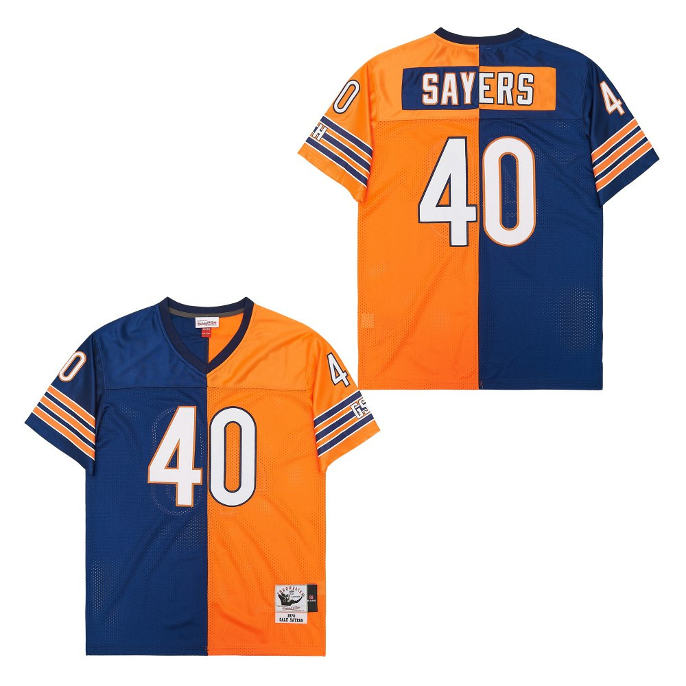 Alternative view of Gale Sayers 40 Chicago Bears Two-Toned Retro Throwback Men Jersey - Orange/Navy JS2410 nicesnker