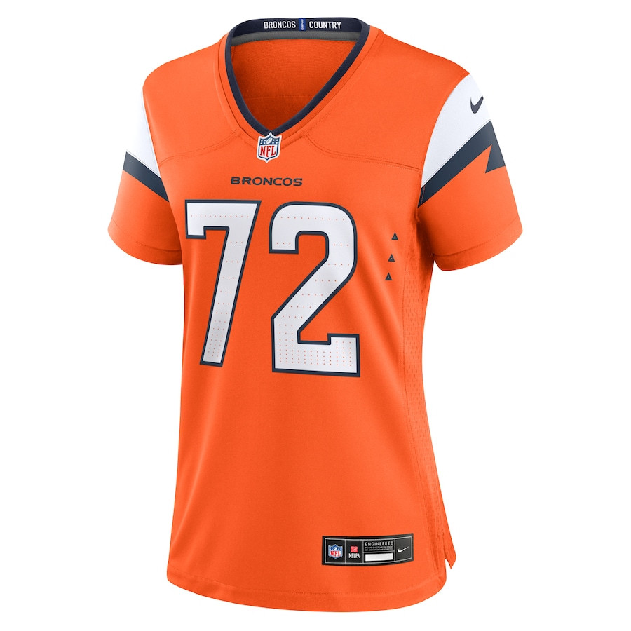 Alternative view of Garett Bolles 72 Denver Broncos Women Team Game Jersey - Orange JS4456 nicesnker