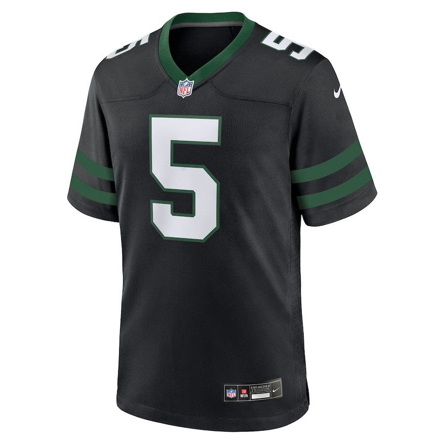 Alternative view of Garrett Wilson 5 New York Jets Alternate Game Men Jersey - Legacy Black JS2728 nicesnker