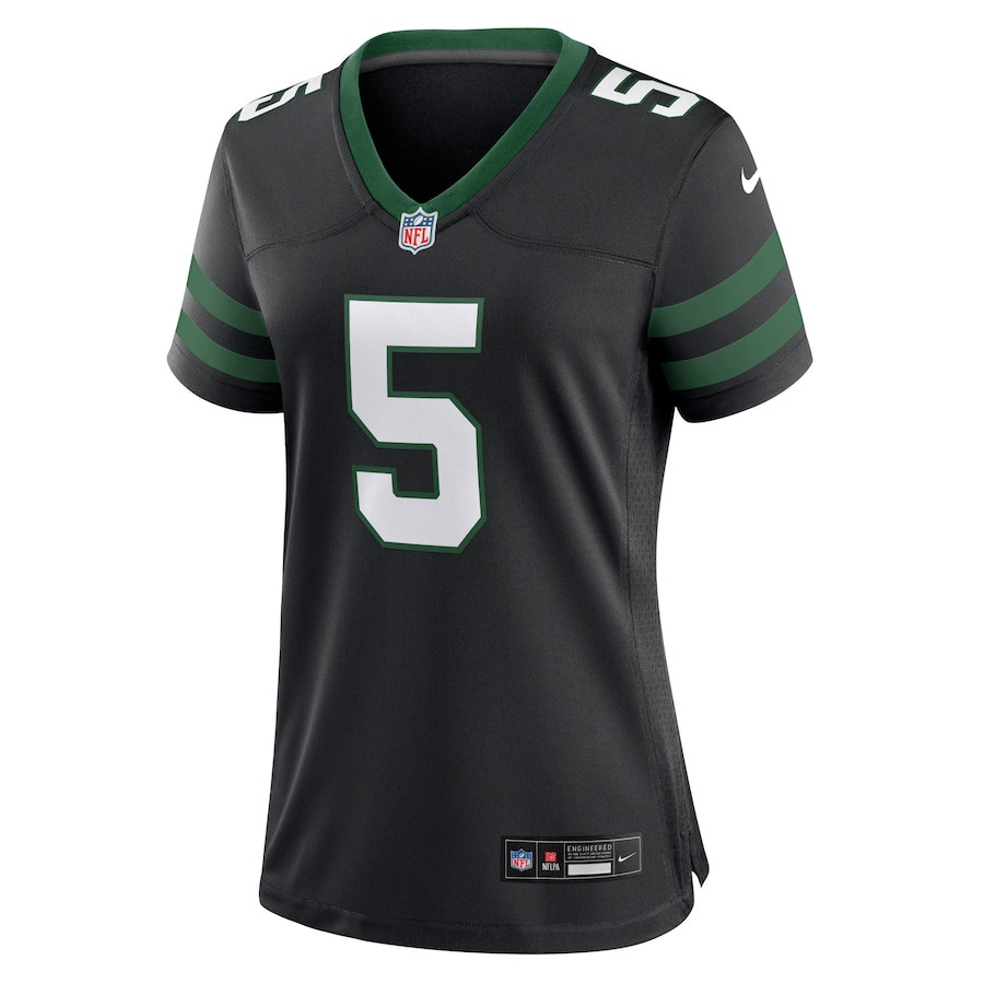 Alternative view of Garrett Wilson 5 New York Jets Alternate Game Women Jersey - Legacy Black JS8428 nicesnker