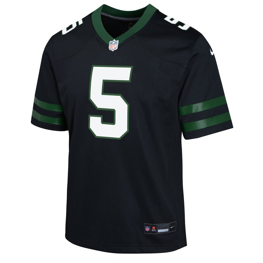 Alternative view of Garrett Wilson 5 New York Jets Alternate Game YOUTH Jersey - Legacy Black JS2435 nicesnker