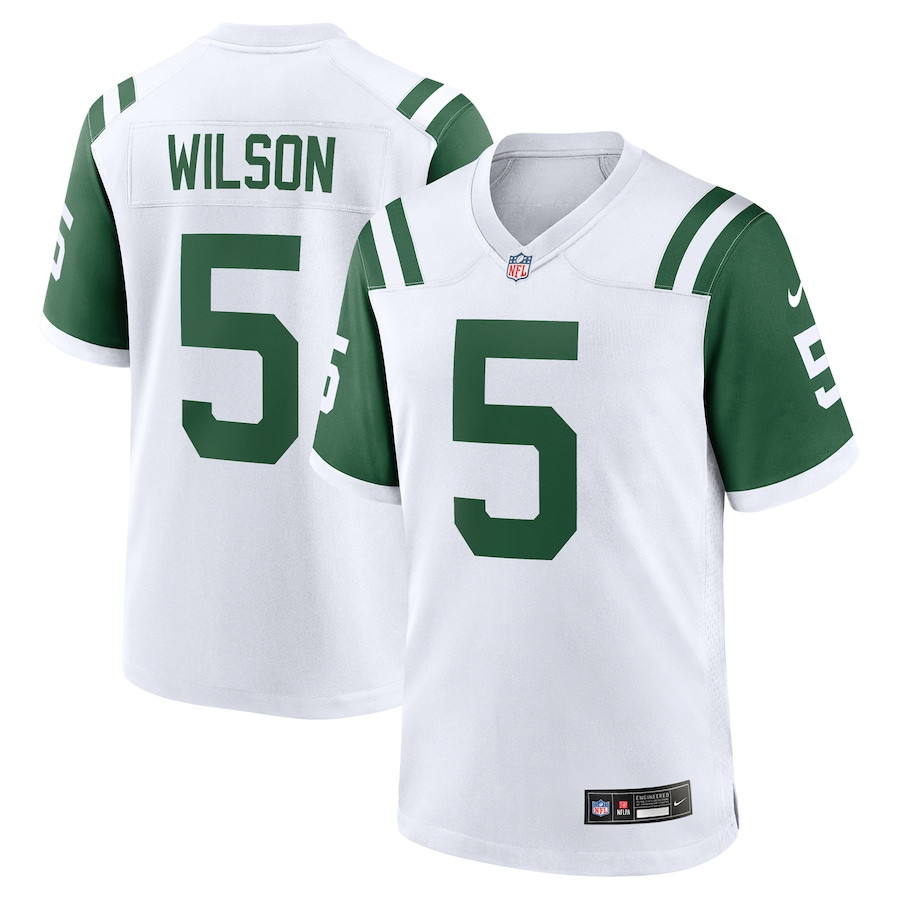 Garrett Wilson 5 New York Jets Classic Alternate Game Men Jersey - White JS5494 nicesnker