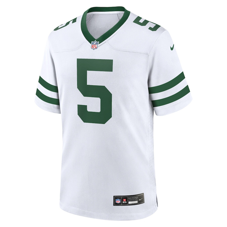 Alternative view of Garrett Wilson 5 New York Jets Game Men Jersey - Legacy White JS6620 nicesnker