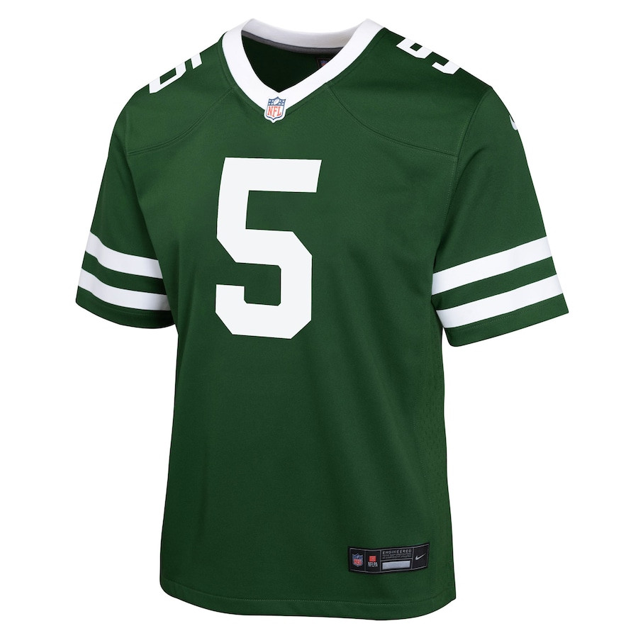 Alternative view of Garrett Wilson 5 New York Jets Game YOUTH Jersey - Legacy Green JS8998 nicesnker