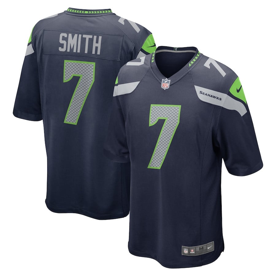 Geno Smith 7 Seattle Seahawks Men Game Jersey - College Navy JS8295 nicesnker