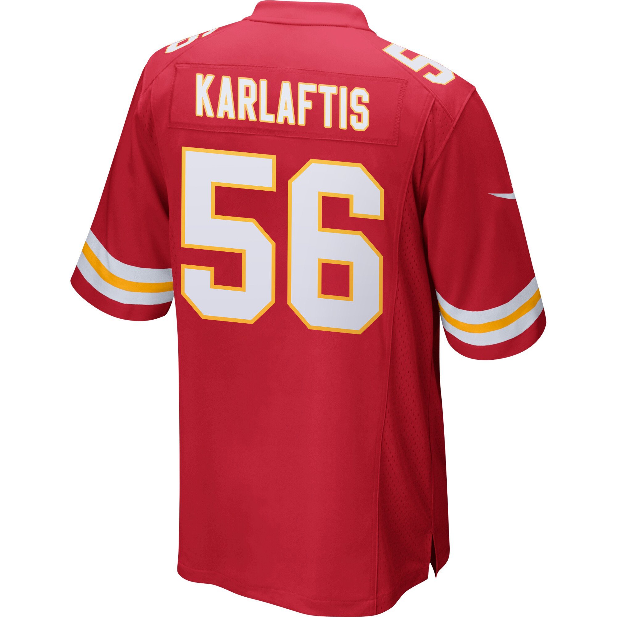 Alternative view of George Karlaftis 56 Kansas City Chiefs Super Bowl LIX Champions Patch 'New Orleans - Where Passion Ignites' EMBROIDERED Game Men Jersey - Red JS4275 nicesnker