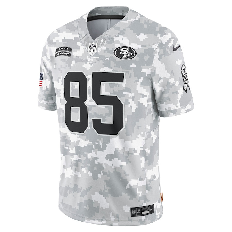 Alternative view of George Kittle 85 San Francisco 49ers 2024 Salute to Service Limited Men Jersey - Arctic Camo JS9150 nicesnker