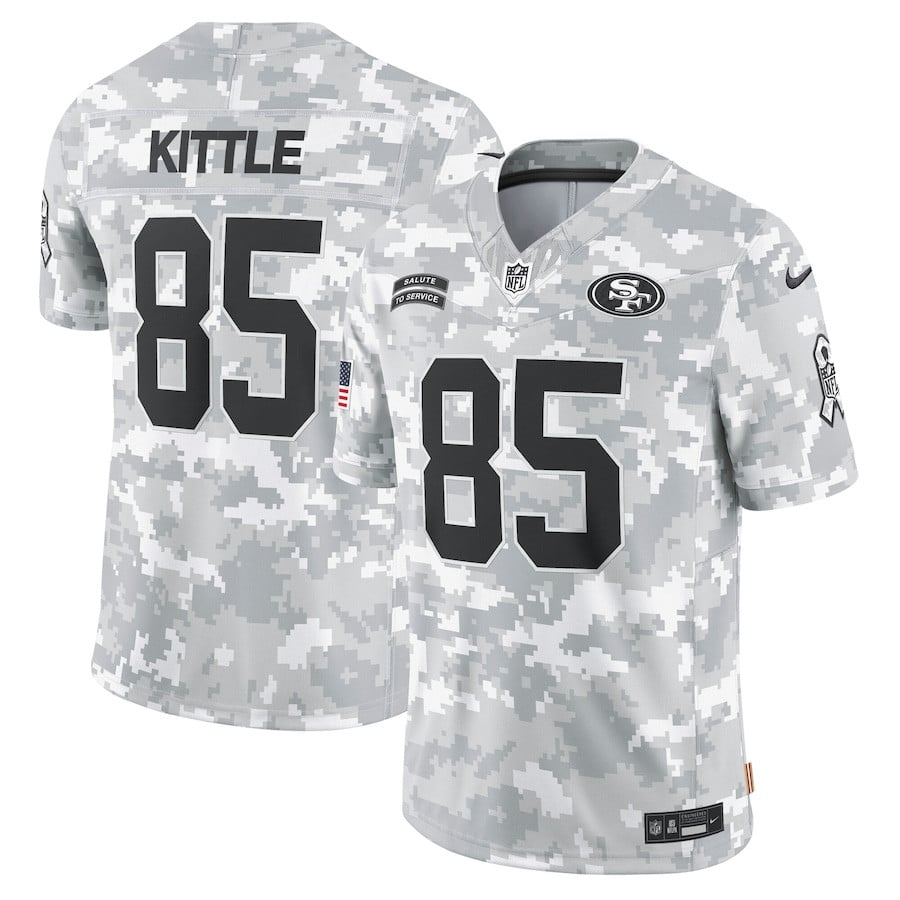 George Kittle 85 San Francisco 49ers 2024 Salute to Service Limited Men Jersey - Arctic Camo JS9150 nicesnker