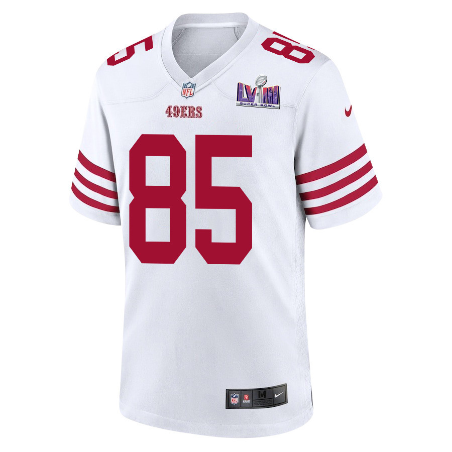 Alternative view of George Kittle 85 San Francisco 49ers Super Bowl LVIII Patch Game Men Jersey - White JS3914 nicesnker