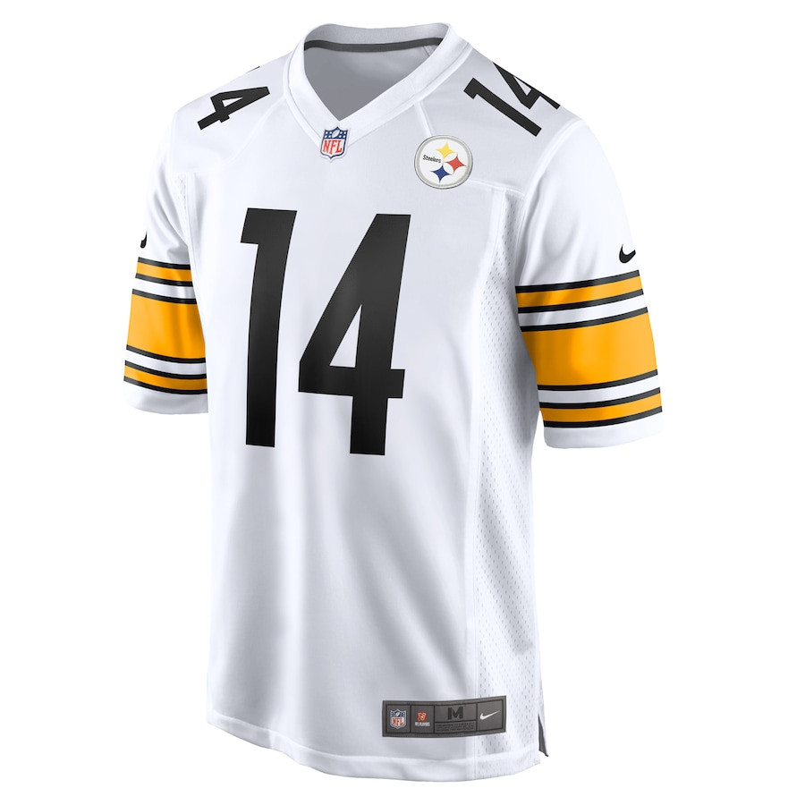 Alternative view of George Pickens 14 Pittsburgh Steelers Men Game Jersey - White JS3520 nicesnker