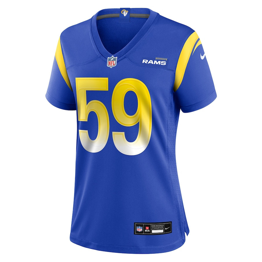 Alternative view of Geron Christian 59 Los Angeles Rams Women's Team Game Jersey - Royal JS7363 nicesnker