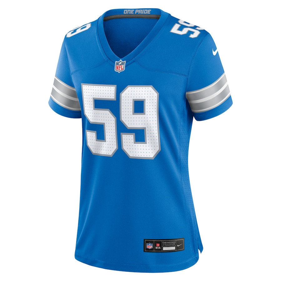 Alternative view of Giovanni Manu 59 Detroit Lions Women Team Game Jersey - Blue JS6449 nicesnker