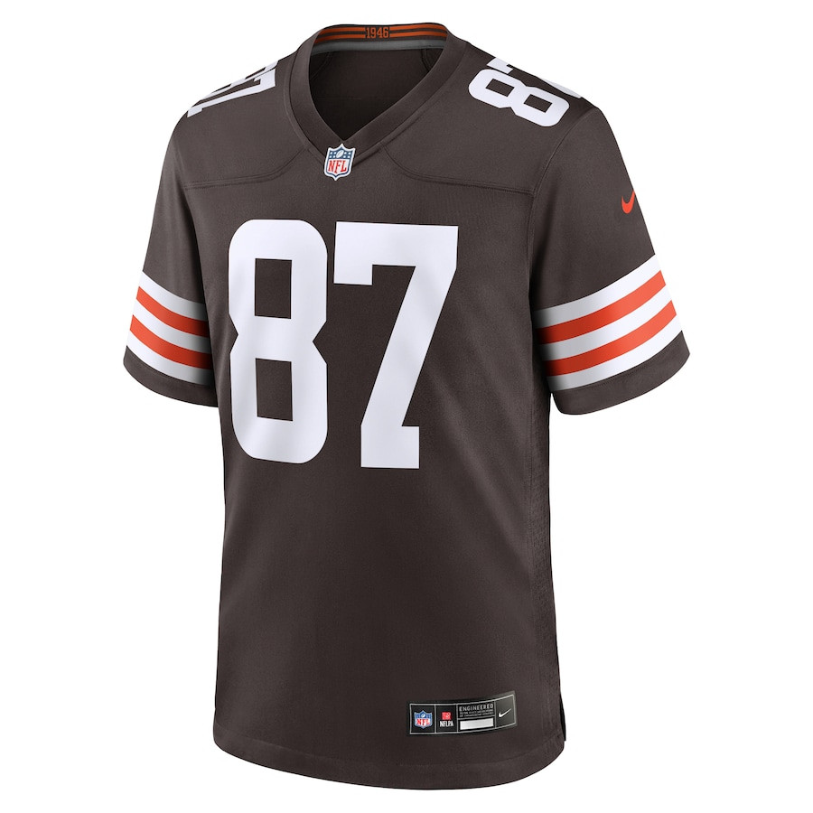 Alternative view of Giovanni Ricci 87 Cleveland Browns Game Men Jersey - Brown JS6989 nicesnker