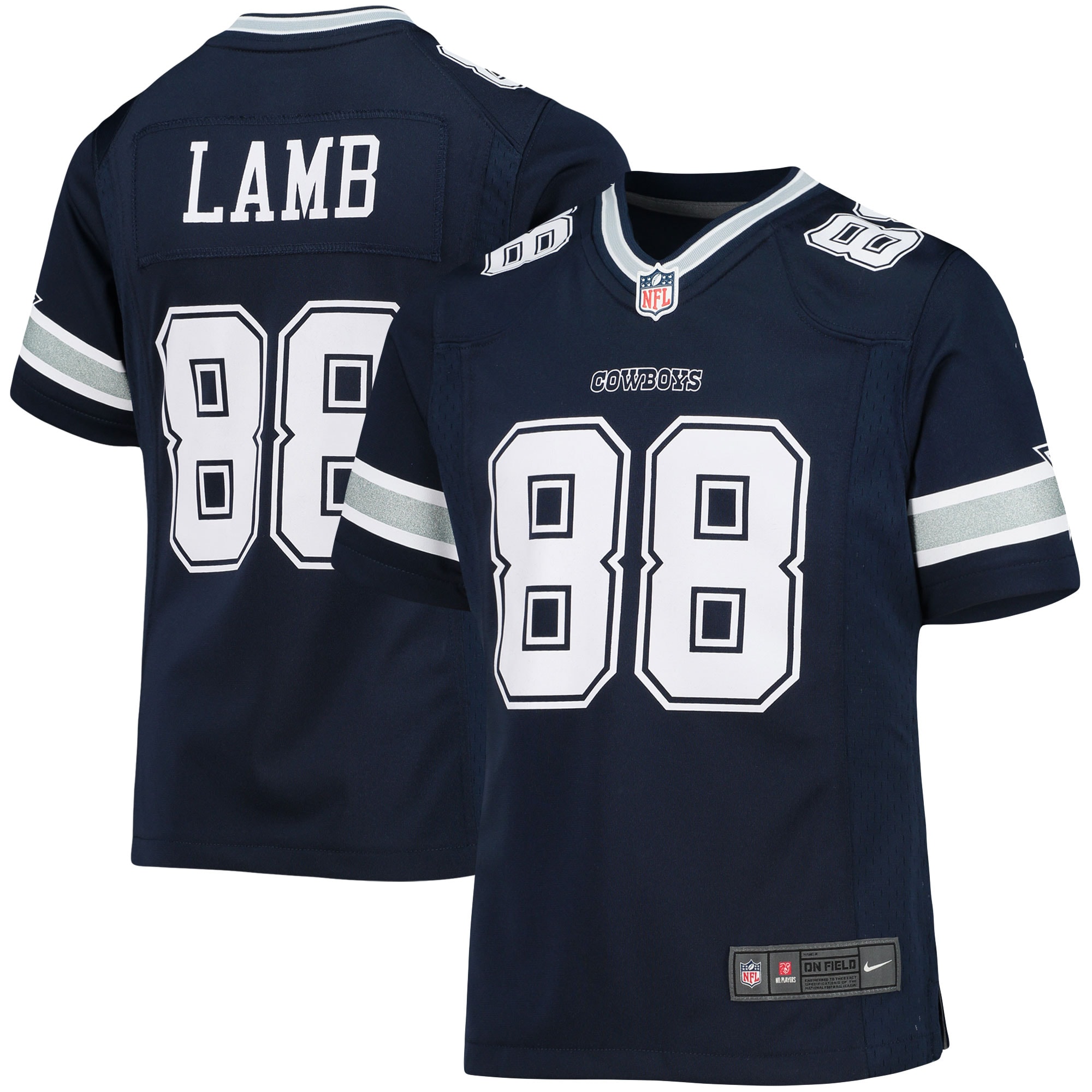 Girls Youth Dallas Cowboys CeeDee Lamb Navy Game Jersey JS7568 nicesnker