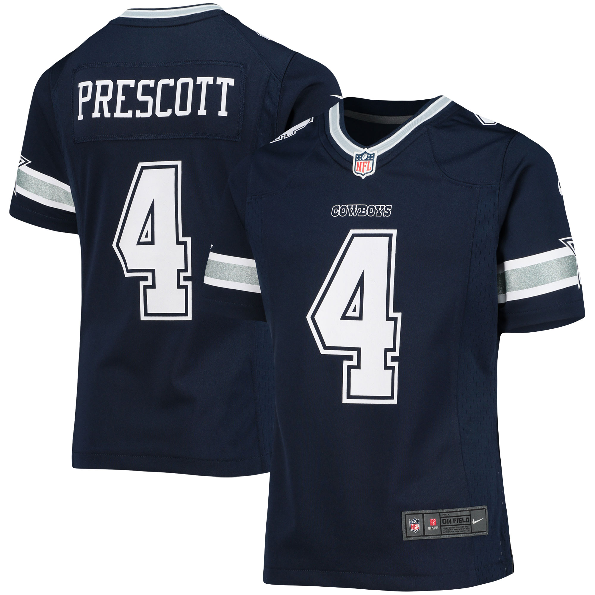 Girls Youth Dallas Cowboys Dak Prescott Navy Team Game Jersey JS9927 nicesnker