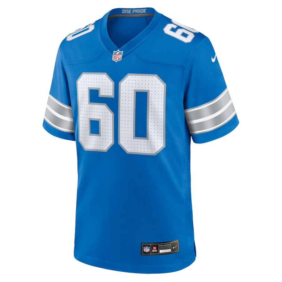 Alternative view of Graham Glasgow 60 Detroit Lions Team Game Men Jersey - Blue JS2879 nicesnker