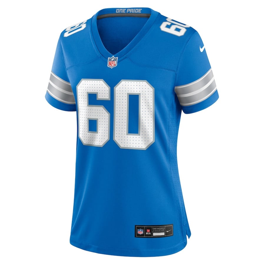 Alternative view of Graham Glasgow 60 Detroit Lions Women's Team Game Jersey - Blue JS2667 nicesnker