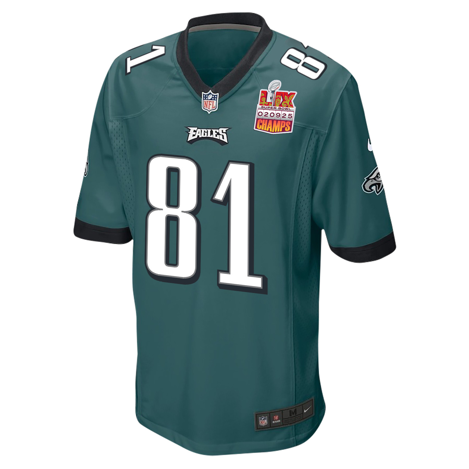 Grant Calcaterra 81 Philadelphia Eagles Super Bowl LIX Champions Patch Game Men Jersey - Midnight Green JS2862 nicesnker - Image 3