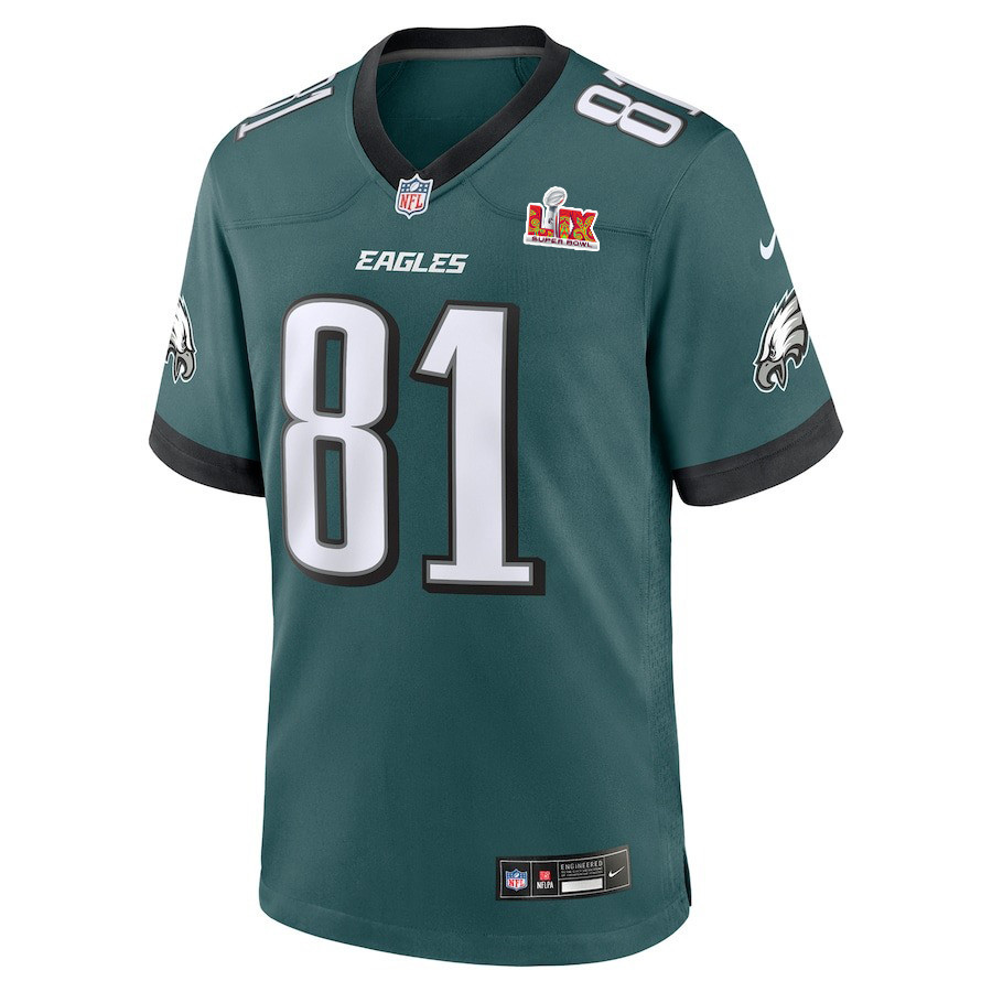 Grant Calcaterra #81 Philadelphia Eagles Super Bowl LIX YOUTH Jersey - Midnight Green JS2544 nicesnker - Image 3