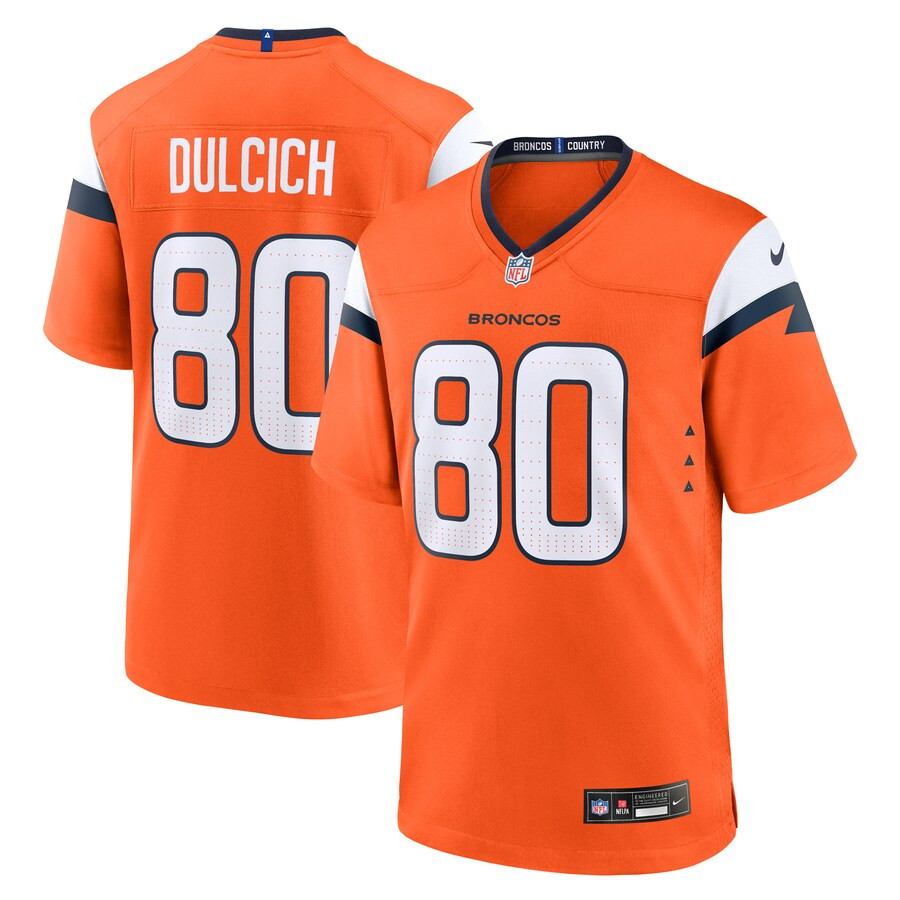 Greg Dulcich 80 Denver Broncos Team Game Men Jersey - Orange JS8196 nicesnker