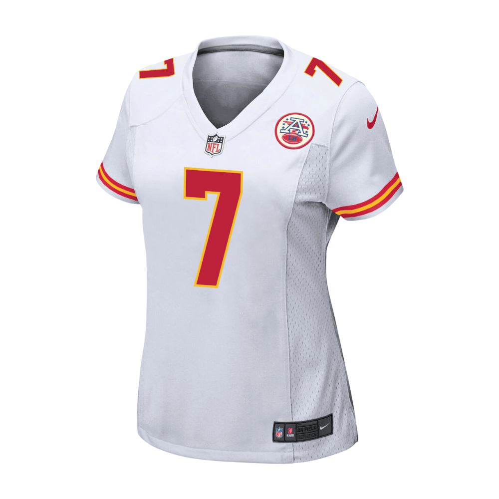 Alternative view of Harrison Butker 7 Kansas City Chiefs Game Women Jersey - White JS7802 nicesnker
