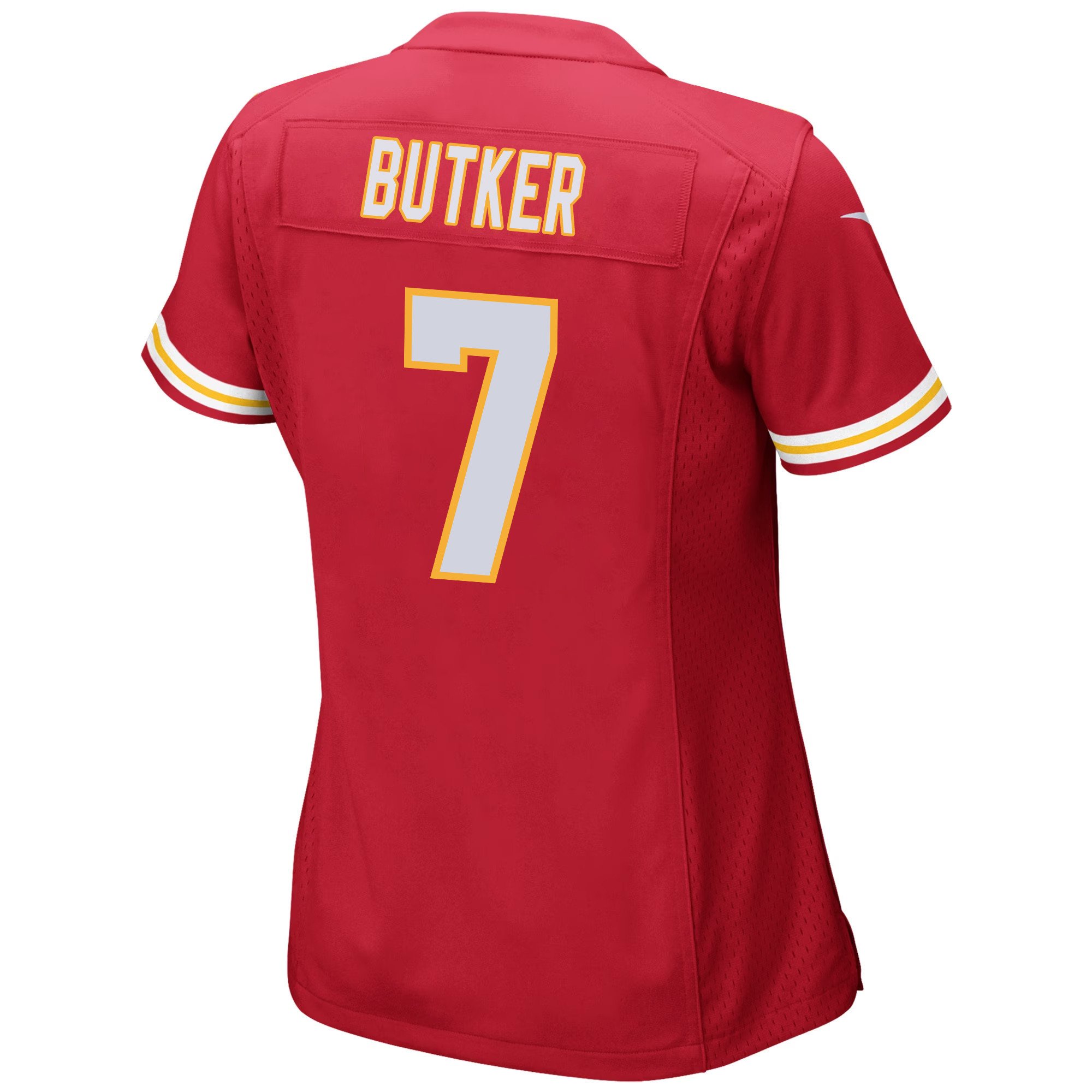 Harrison Butker 7 Kansas City Chiefs Super Bowl LVIII Champions 4 Stars Patch Game Women Jersey - Red JS7022 nicesnker - Image 3