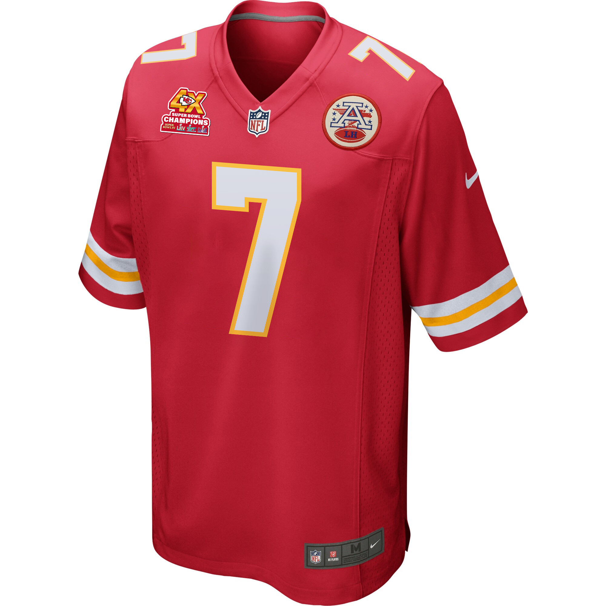 Alternative view of Harrison Butker 7 Kansas City Chiefs Super Bowl LVIII Champions 4X Game Men Jersey - Red JS6783 nicesnker