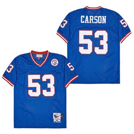 Harry Carson 53 New York Giants Spider Lockhart 43 Patch Throwback Men Jersey - Blue JS1208 nicesnker