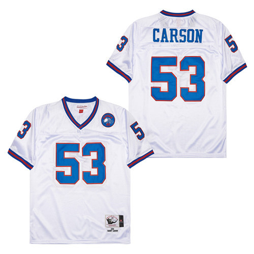 Alternative view of Harry Carson 53 New York Giants Spider Lockhart 43 Patch Throwback Men Jersey - White JS7628 nicesnker