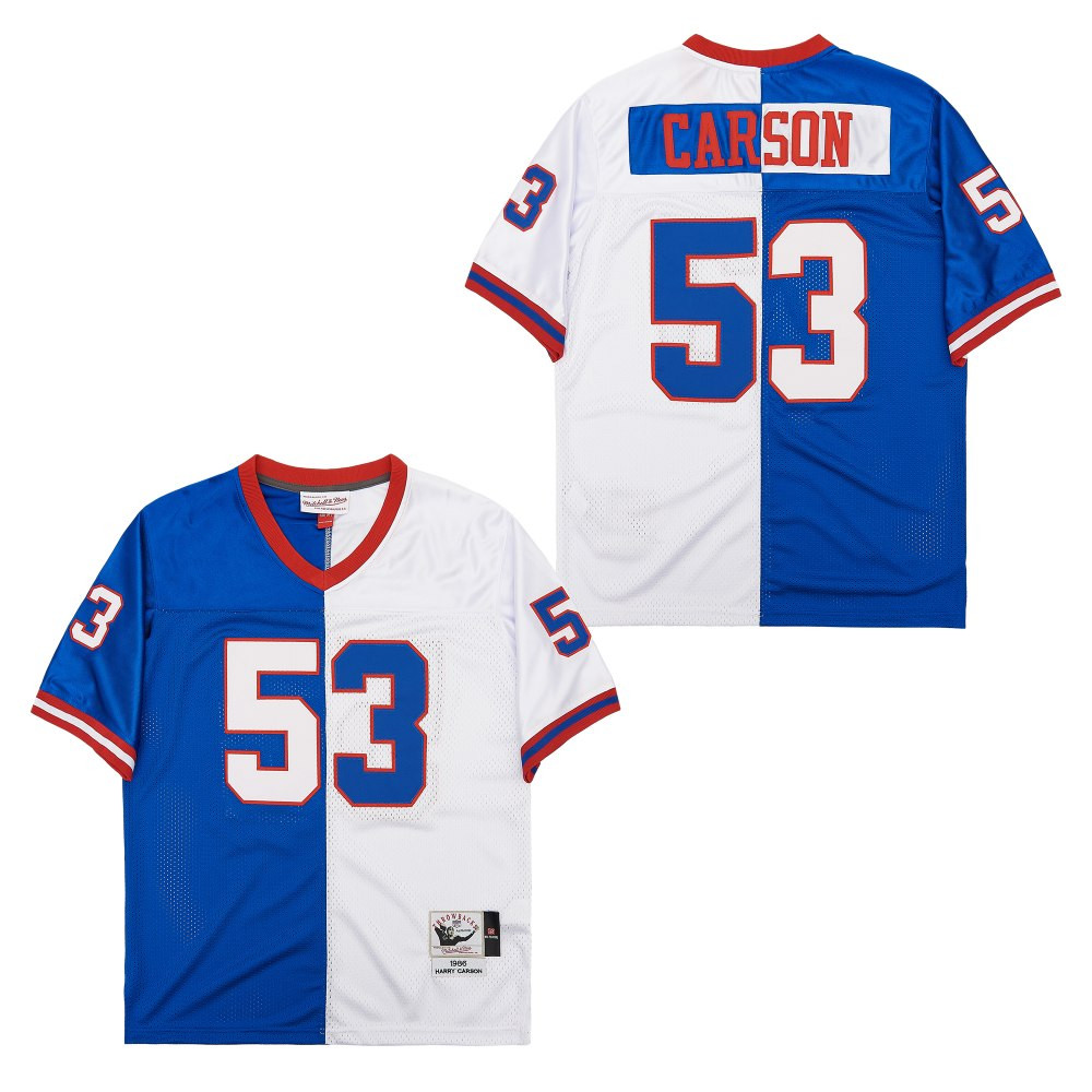 Harry Carson 53 New York Giants Two-Toned Throwback Men Jersey - Blue/White JS3072 nicesnker