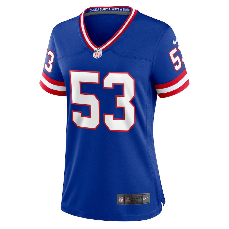 Alternative view of Harry Carson 53 New York Giants Women Classic Retired Game Jersey - Royal JS3677 nicesnker