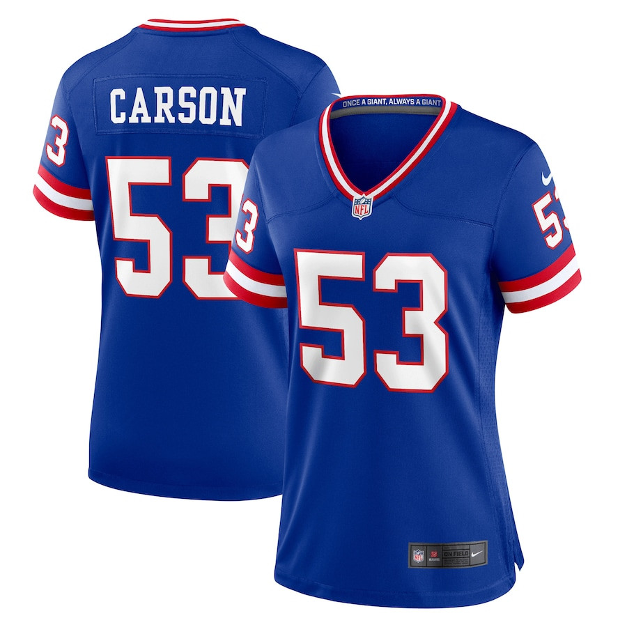 Harry Carson 53 New York Giants Women Classic Retired Game Jersey - Royal JS3677 nicesnker