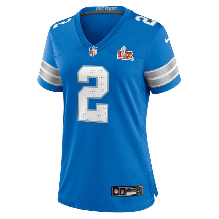 Alternative view of Hendon Hooker #2 Detroit Lions Super Bowl LIX Women's Jersey - Blue JS4943 nicesnker