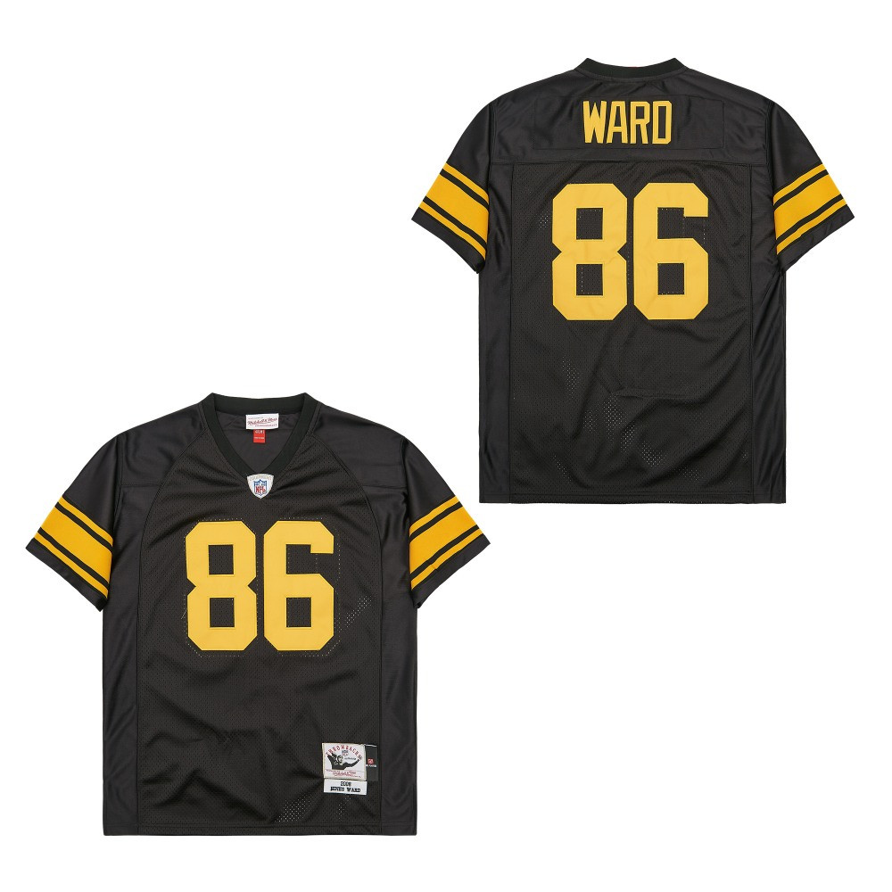 Alternative view of Hines Ward 86 Pittsburgh Steelers Retro Throwback Men Jersey - Black JS1601 nicesnker