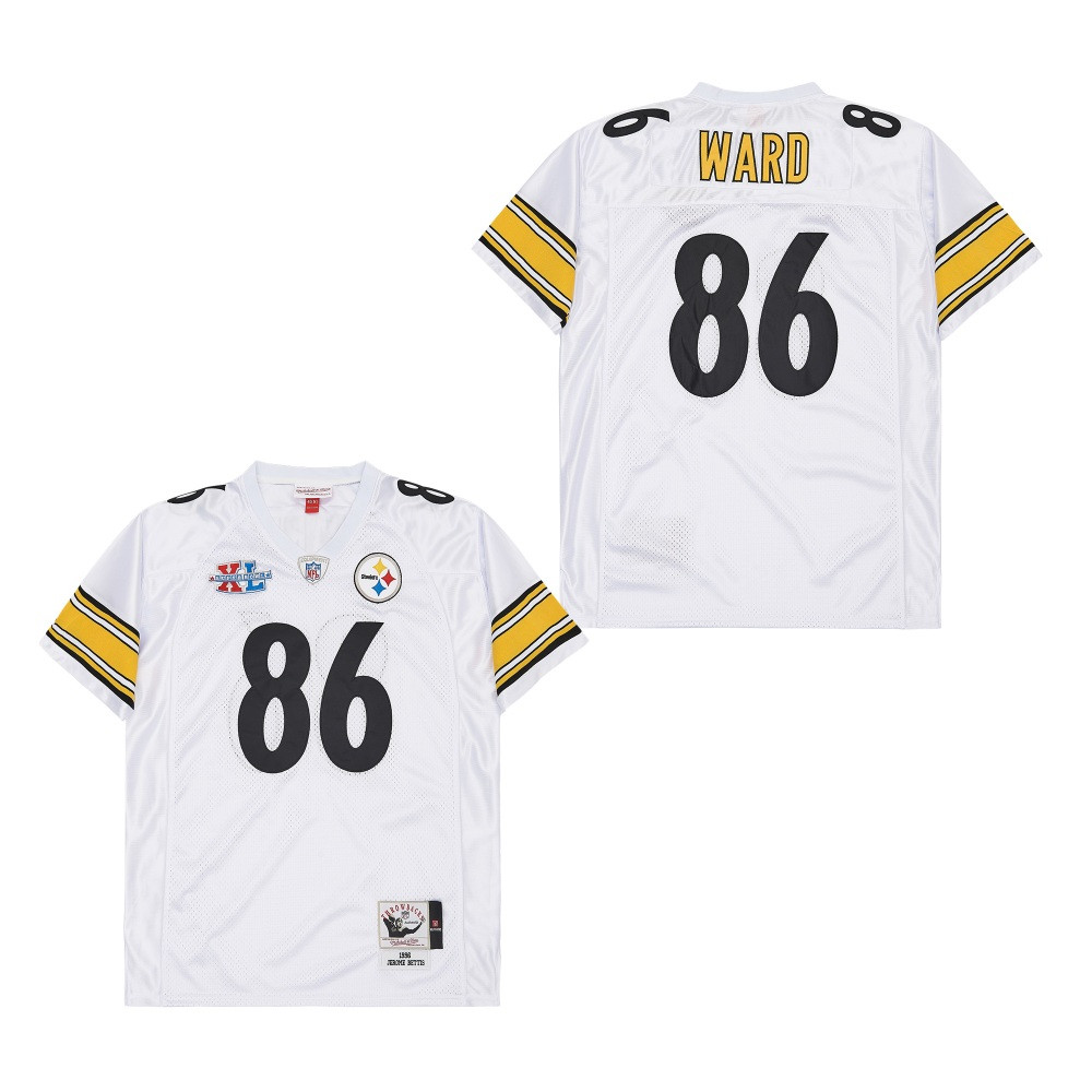 Hines Ward 86 Pittsburgh Steelers Super Bowl XL Retro Throwback Men Jersey - White JS8179 nicesnker