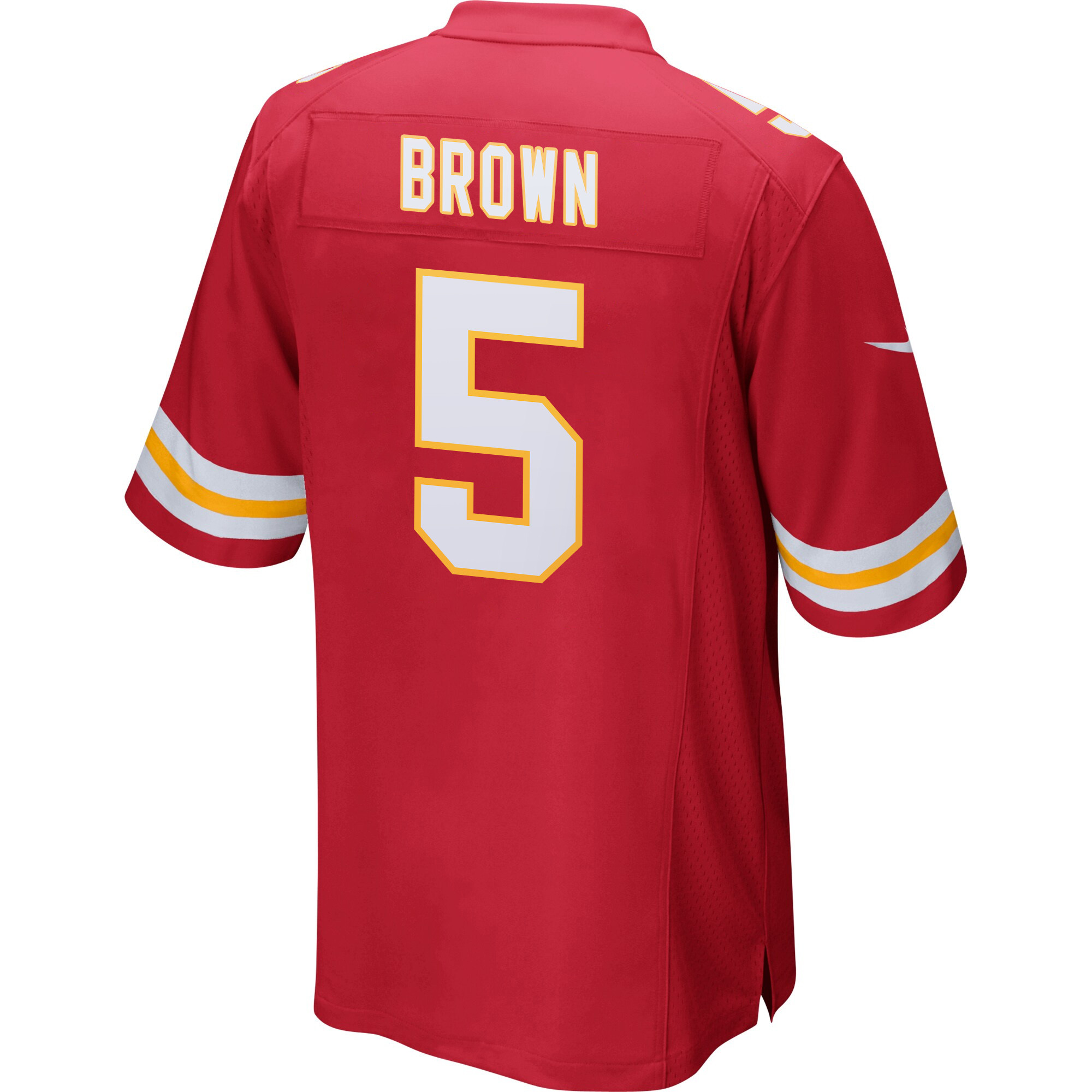 Alternative view of Hollywood Brown 5 Kansas City Chiefs Super Bowl LIX Champions Patch Game Men Jersey - Red JS1490 nicesnker